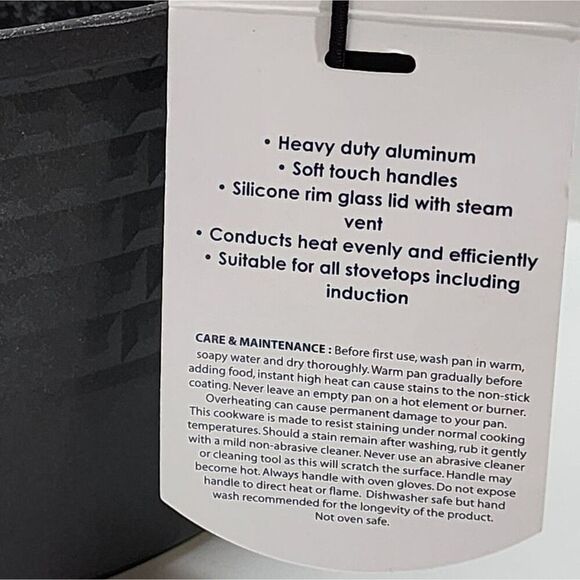 D&W Cookware 9.5in Non Stick Stockpot Casserole Pot With Glass Lid 4.5QT Black - Picture 10 of 16